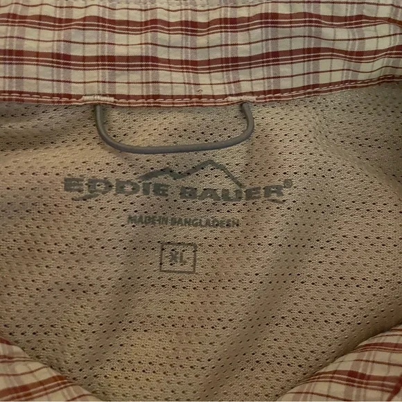 Eddie Bauer Men's Tan Plaid Button Down Shirt - Picture 2 of 10